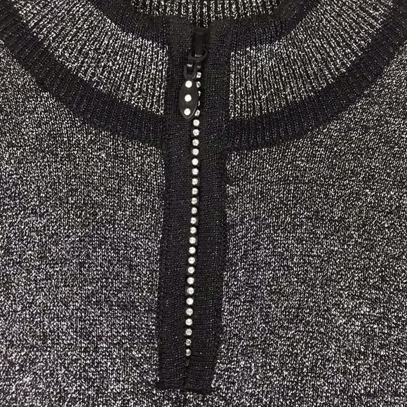 Vtg Regency Collection Joyce 1/4 Zip Sweater Black Silver Metallic Knit Medium - Picture 3 of 8